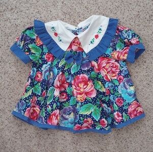 Vintage Baby Girls  Blue Floral Dress